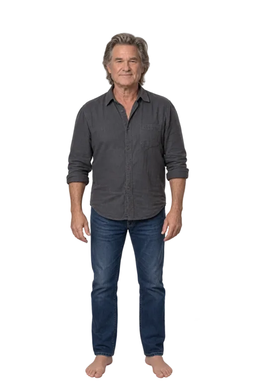 Kurt Russell full-body height-comparison figure