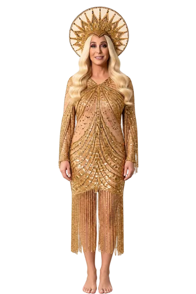 Cher full-body height-comparison figure
