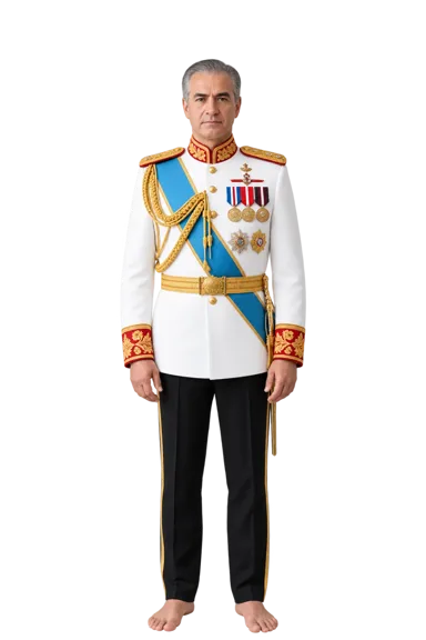 Mohammad Reza I of Iran full-body height-comparison figure