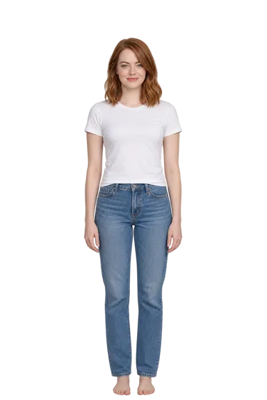 Emma Stone full-body height-comparison figure