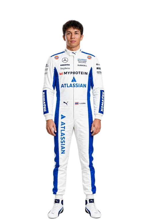 Alex Albon full-body height-comparison figure