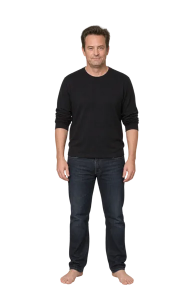 Matthew Perry full-body height-comparison figure