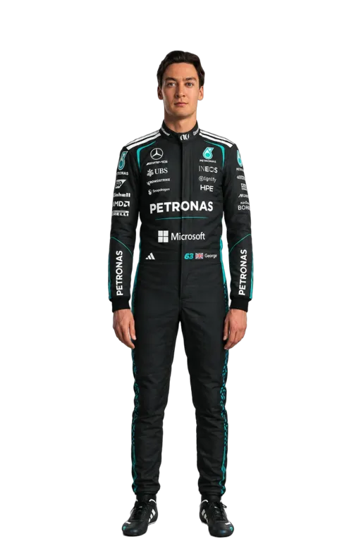 George Russell full-body height-comparison figure