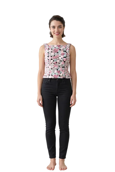 Margaret Qualley full-body height-comparison figure