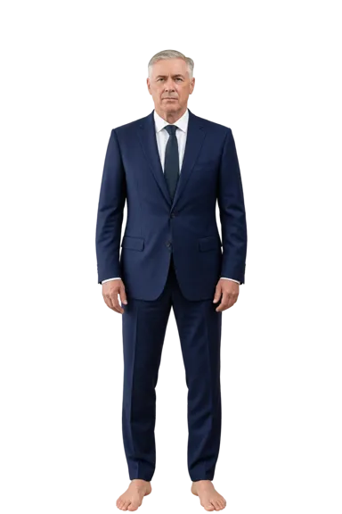 Carlo Ancelotti full-body height-comparison figure