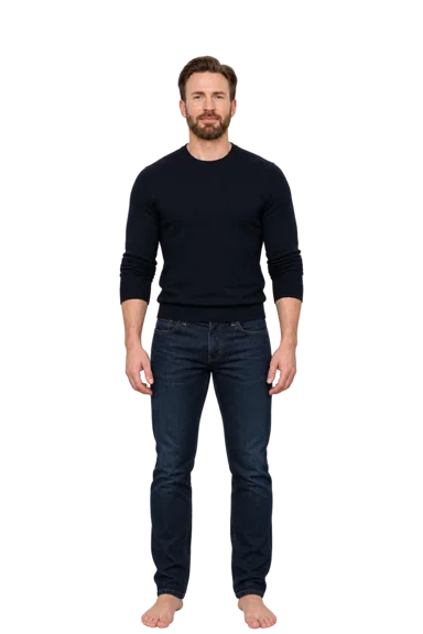 Chris Evans full-body height-comparison figure