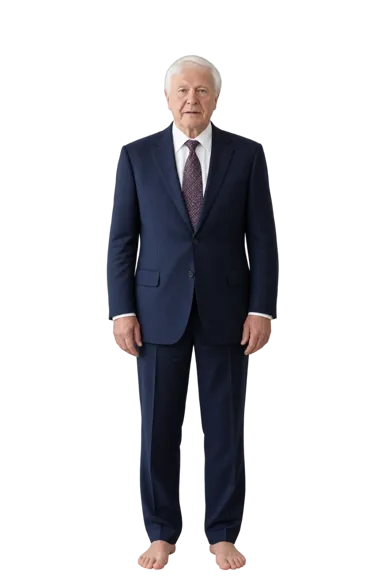 David Attenborough full-body height-comparison figure