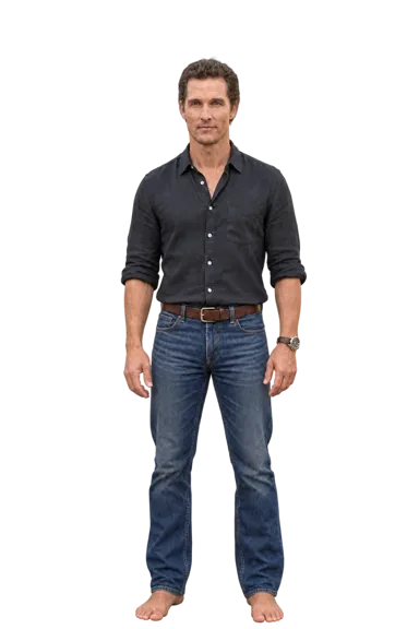 Matthew McConaughey full-body height-comparison figure