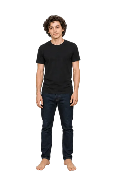 Timothée Chalamet full-body height-comparison figure