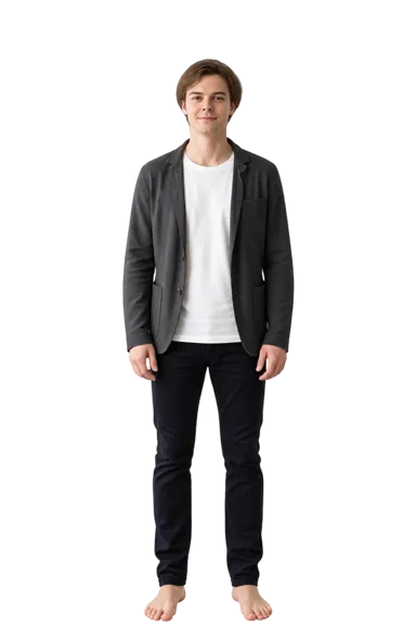 Charlie Heaton full-body height-comparison figure