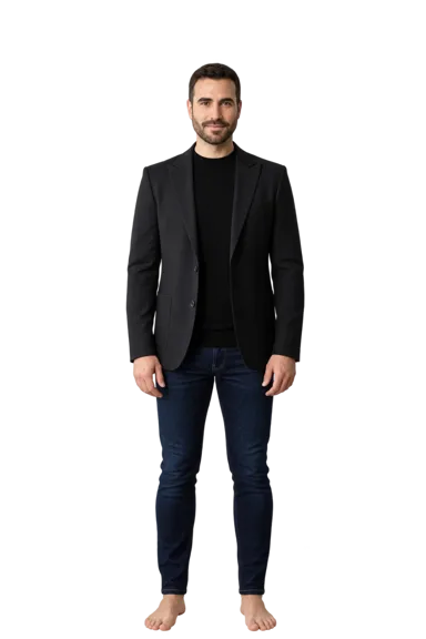 Brett Goldstein full-body height-comparison figure