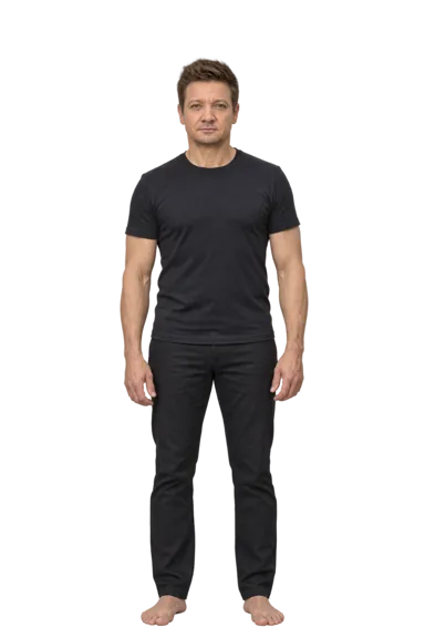 Jeremy Renner full-body height-comparison figure