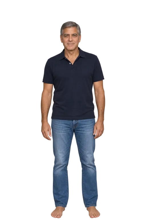 George Clooney full-body height-comparison figure
