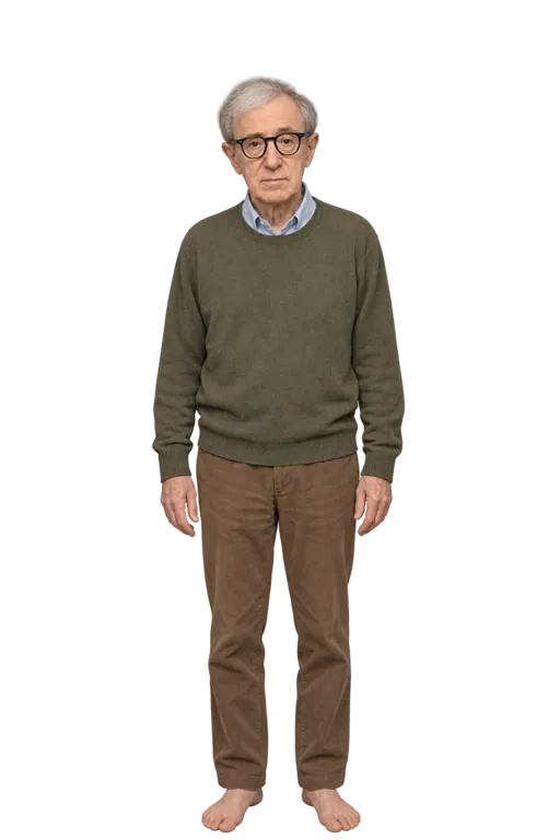 Woody Allen full-body height-comparison figure