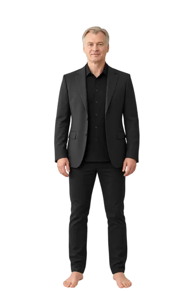Christopher Nolan full-body height-comparison figure