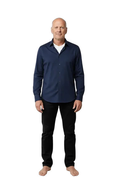 Bruce Willis full-body height-comparison figure