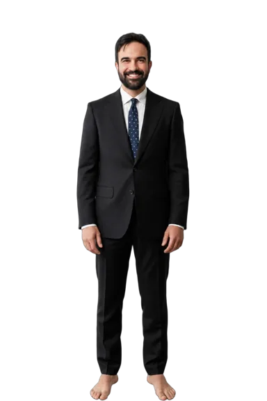 Zohran Mamdani full-body height-comparison figure