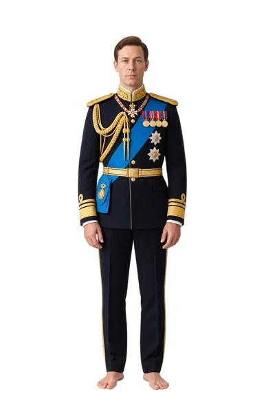 George VI full-body height-comparison figure