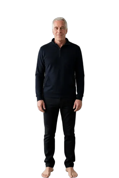 Jeffrey Epstein full-body height-comparison figure