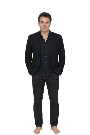 Rufus Sewell full-body height-comparison figure