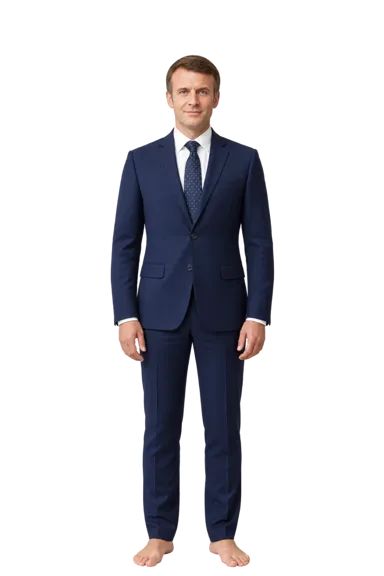 Emmanuel Macron full-body height-comparison figure