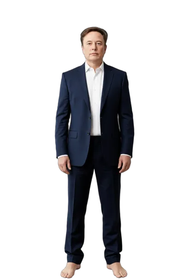 Elon Musk full-body height-comparison figure