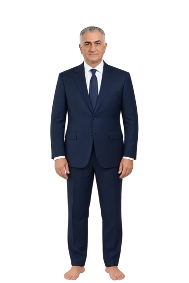 Reza Pahlavi full-body height-comparison figure