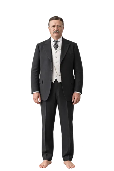 Theodore Roosevelt full-body height-comparison figure