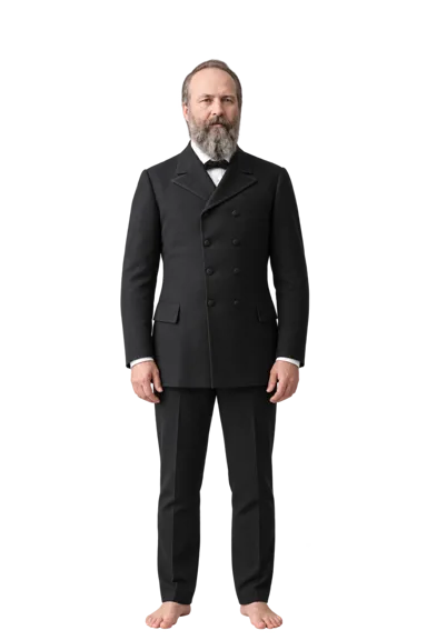 James A. Garfield full-body height-comparison figure