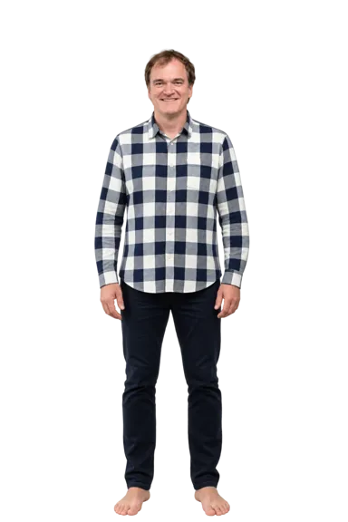 Quentin Tarantino full-body height-comparison figure