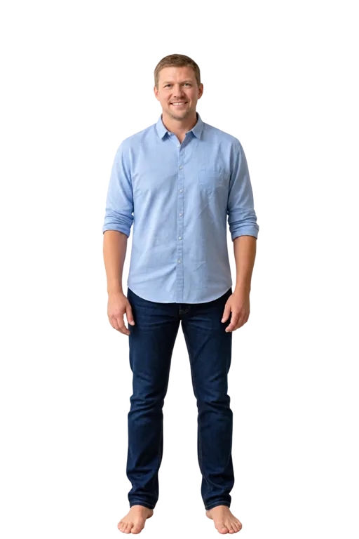 Marc Blucas full-body height-comparison figure