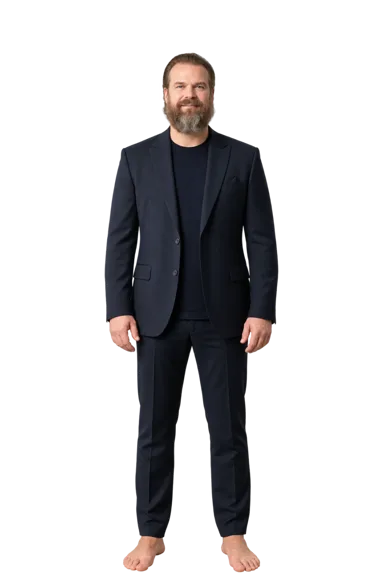 David Harbour full-body height-comparison figure