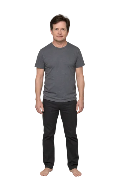 Michael J. Fox full-body height-comparison figure