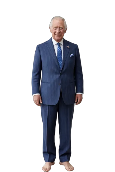 Charles III full-body height-comparison figure