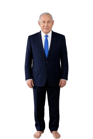 Benjamin Netanyahu full-body height-comparison figure
