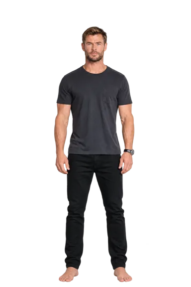 Chris Hemsworth full-body height-comparison figure