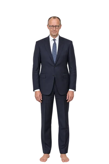 Friedrich Merz full-body height-comparison figure