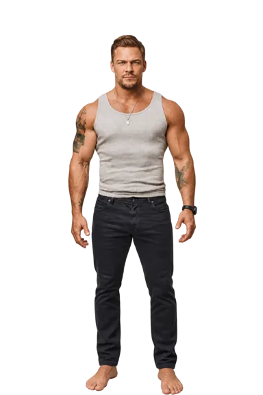 Alan Ritchson full-body height-comparison figure