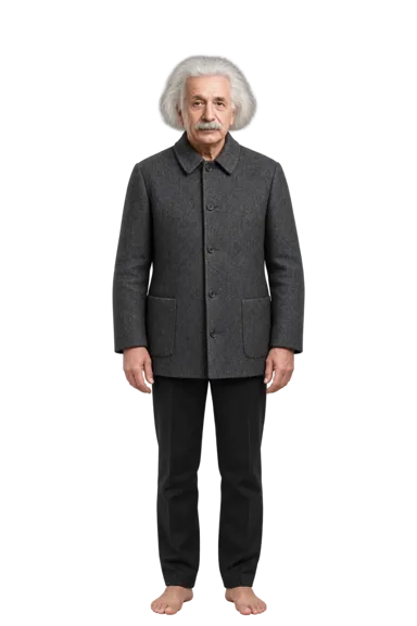 Albert Einstein full-body height-comparison figure