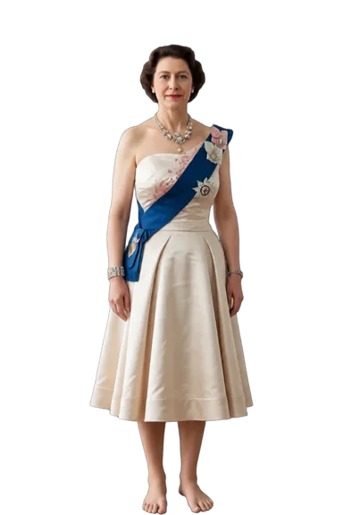 Elizabeth II full-body height-comparison figure